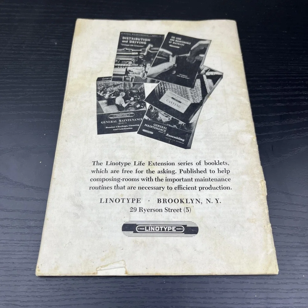 Linotype Keyboard Practice & Linotype‎ Life Extension Book Mergenthaler 1940